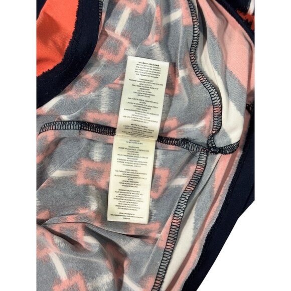 Michael Kors Womens L Long Sleeve Geometric Pattern Dress Blue Orange Stretch - Picture 9 of 9